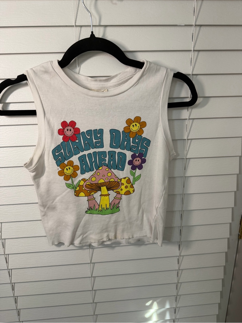 White Kids' Tank Top with Sunny Days Graphic
